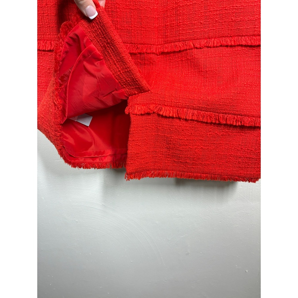 J Crew Orange Tweed Fringe Sheath Dress Size 4 Sleeveless Business Preppy Career - Picture 9 of 14